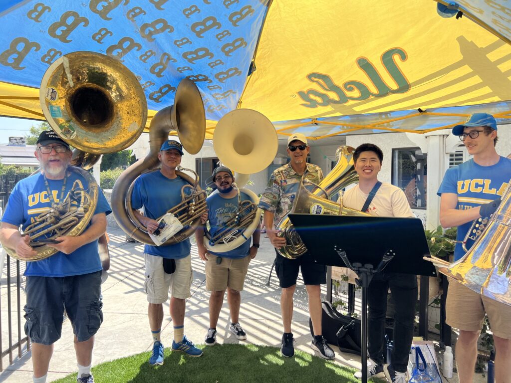 Tubas at our Annual Rehearsal under the tents.